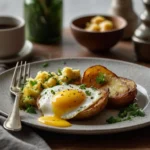 Crispy and golden Air Fryer Breakfast Potatoes served on a plate with herbs and seasonings.