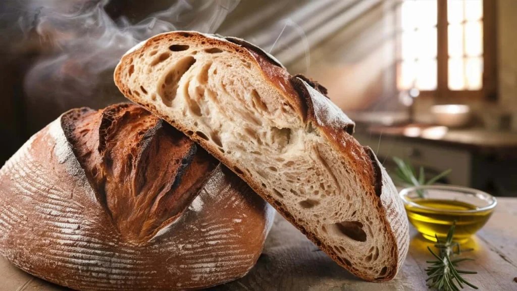 Freshly Baked Artisan Italian Bread with Golden Crust