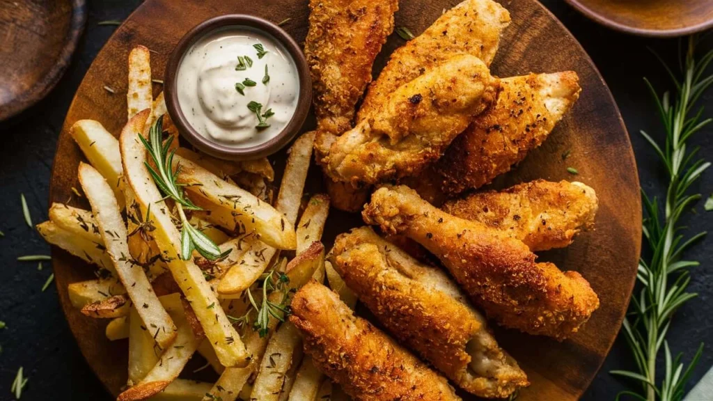 Baked Chicken Tenders with Herb-Seasoned Fries: Healthy and Flavorful