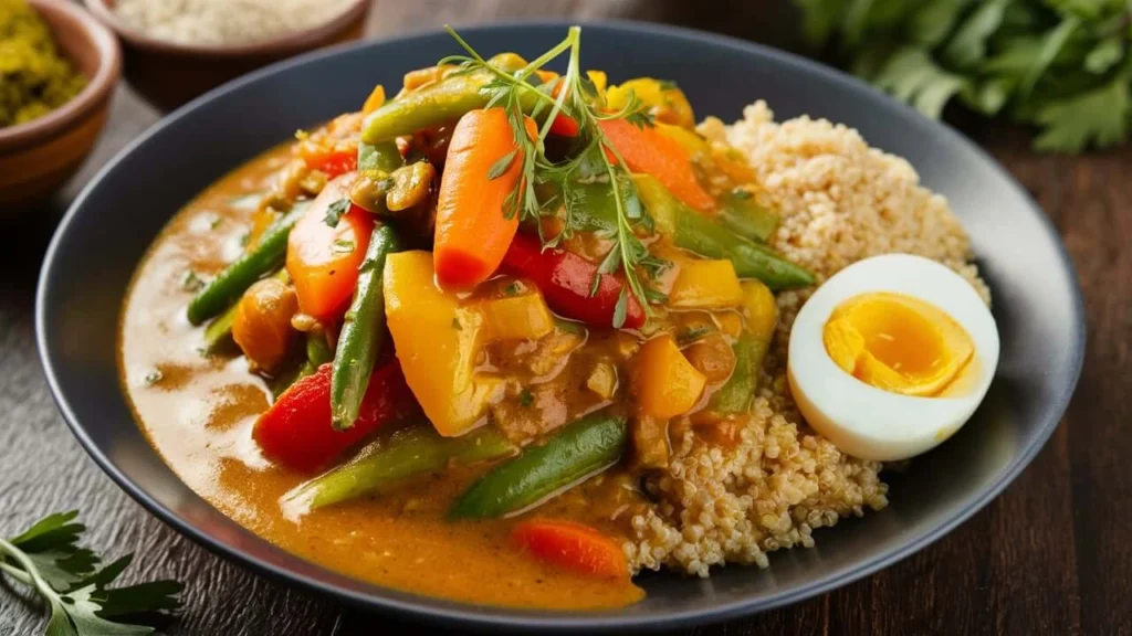 Wholesome Healthy Breakfast Curry with Vegetables and Spices