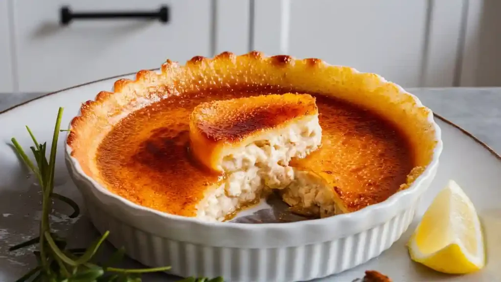Elegant Crab Brulee Recipe in Ramekin with Golden Crust