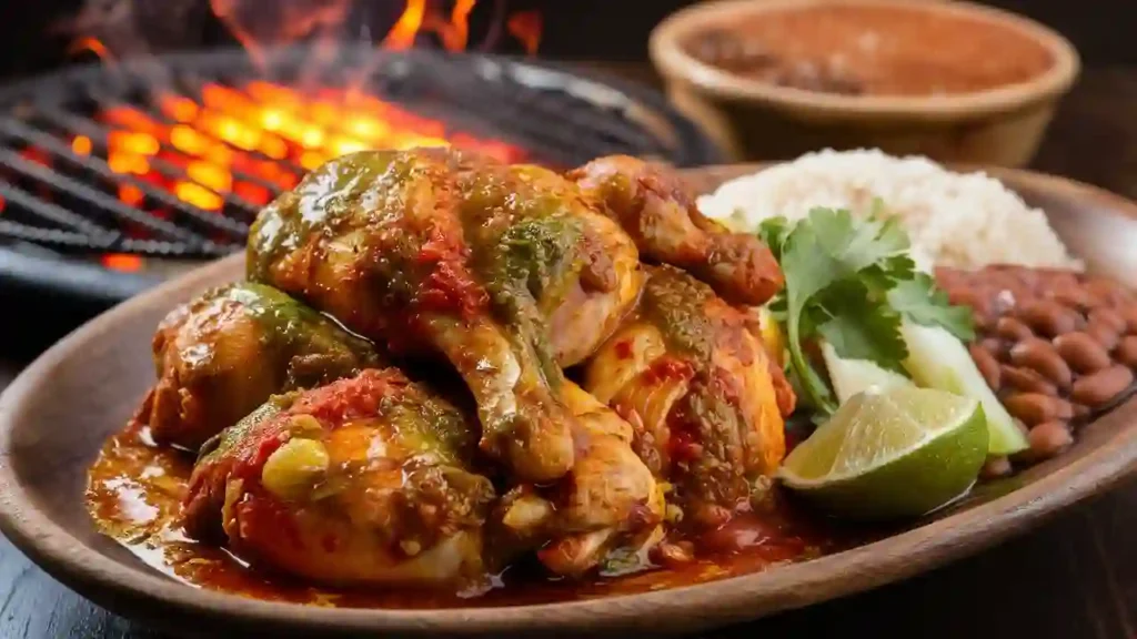 San Antonio Grilled Mexican chicken breasts marinated in a vibrant San Antonio-style marinade with lime and spices, served on a rustic wooden board.