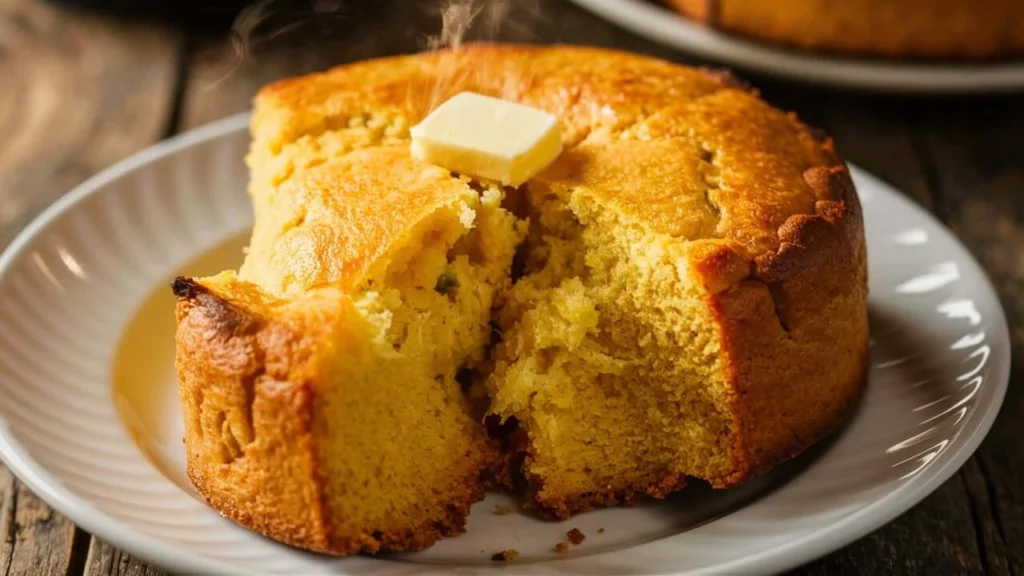 Freshly baked Southern cornbread with a golden crust