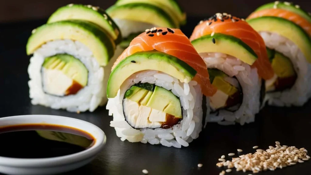 Homemade Sushi Rolls with Fresh Ingredients