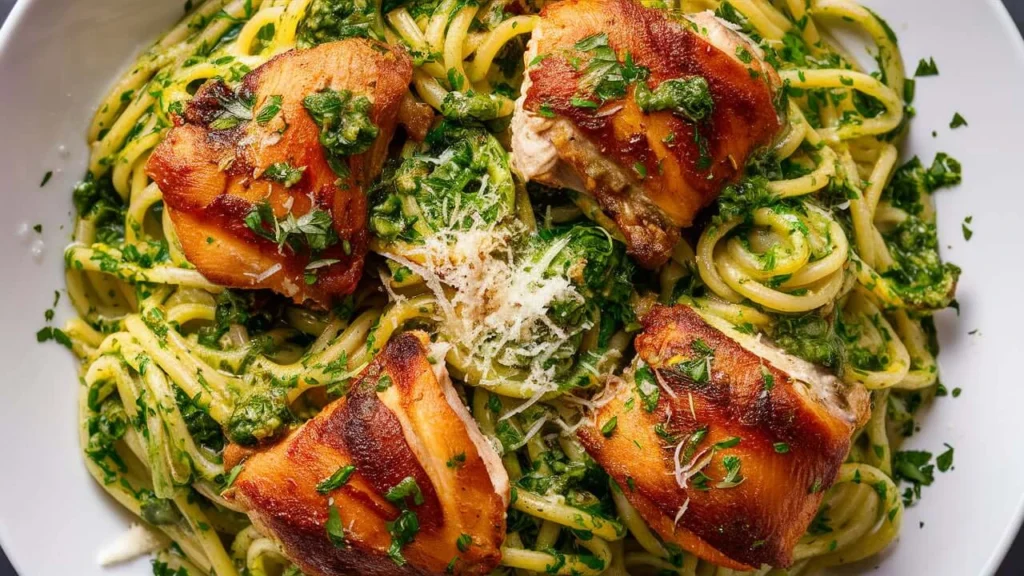 Chimichurri Chicken Thighs Pasta: A Flavorful Fusion of Tender Chicken and Vibrant Herb Sauce