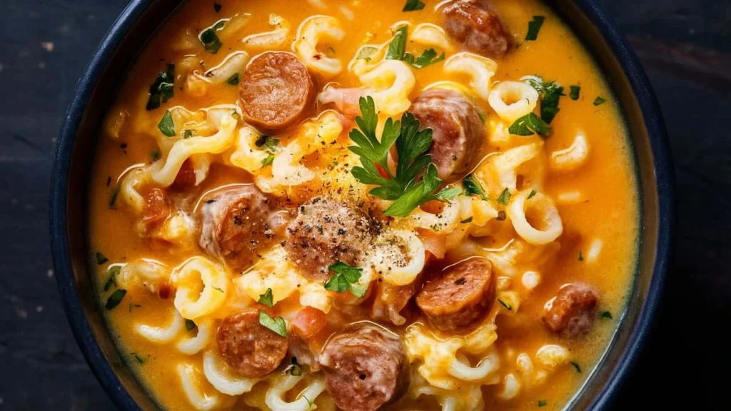 Bowl of Creamy Parmesan Italian Sausage Ditalini Soup