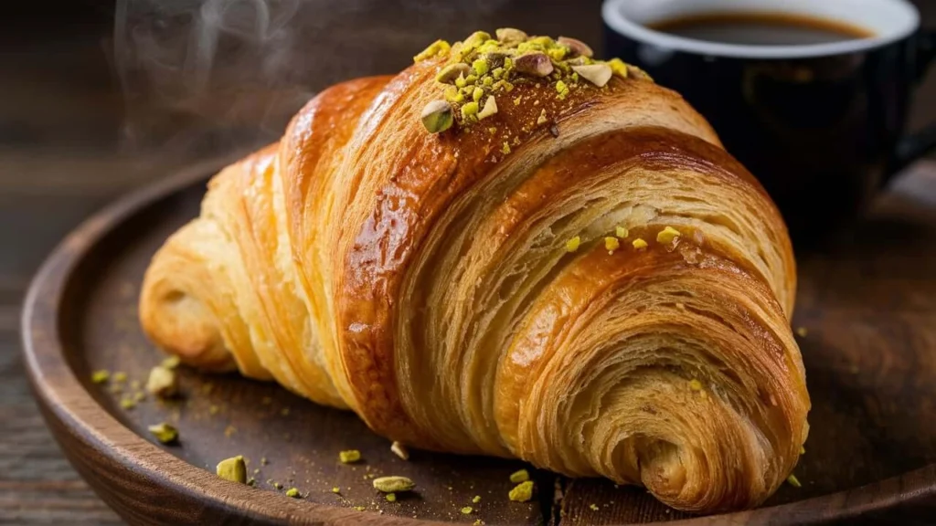 Flaky Pistachio Croissants with Creamy Filling