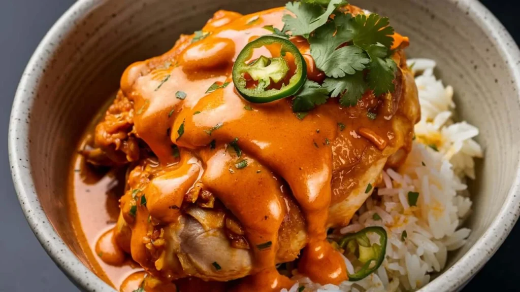 Hearty Spicy Garlic Butter Chicken Bowl with Rice & Veggies