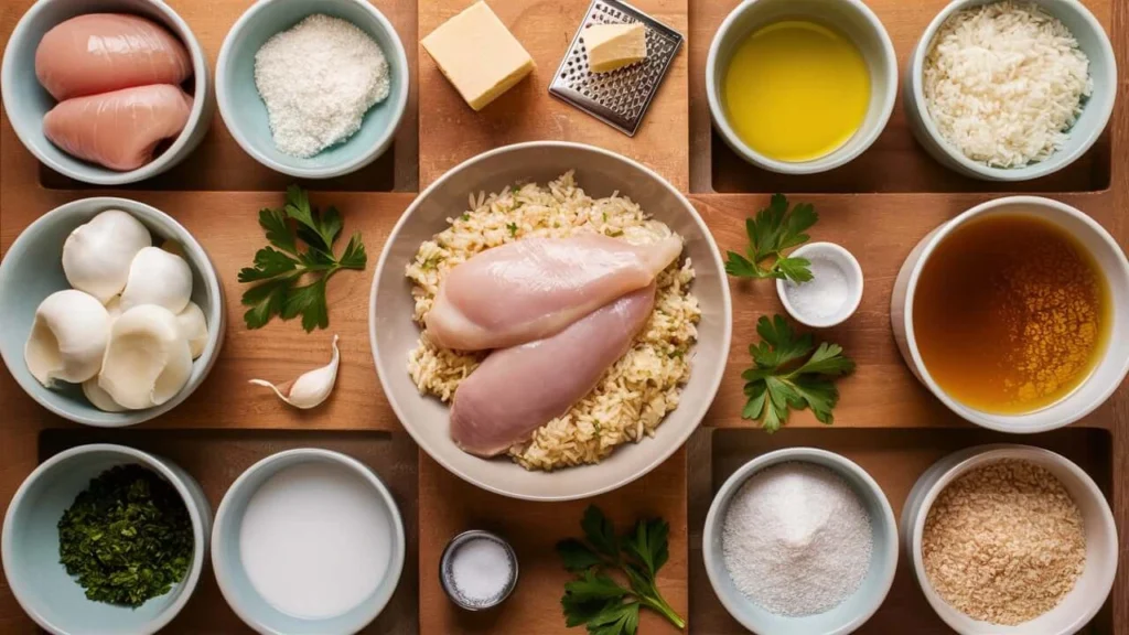 Fresh Ingredients for Creamy Parmesan Chicken and Rice