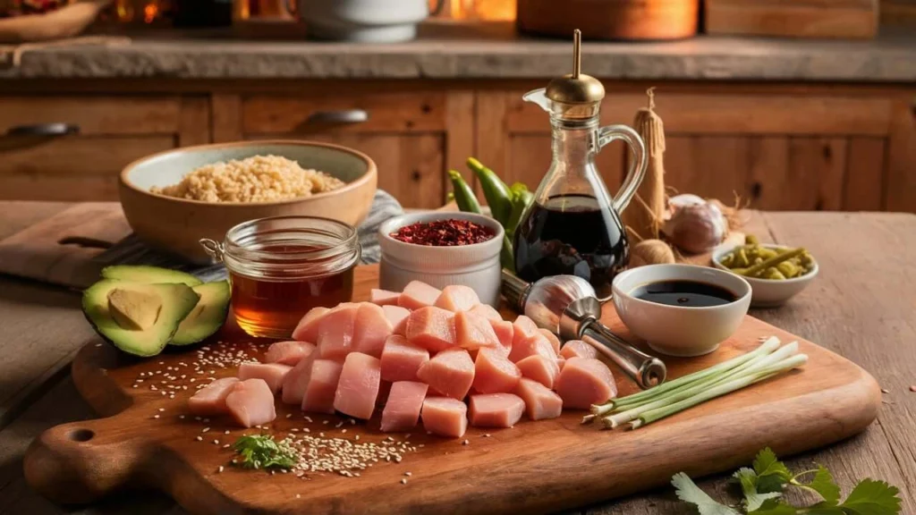  Ingredients for Hot Honey Chicken Bowls