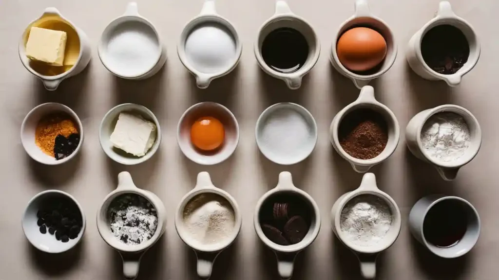 Cheesecake Brownies Ingredients Flat Lay