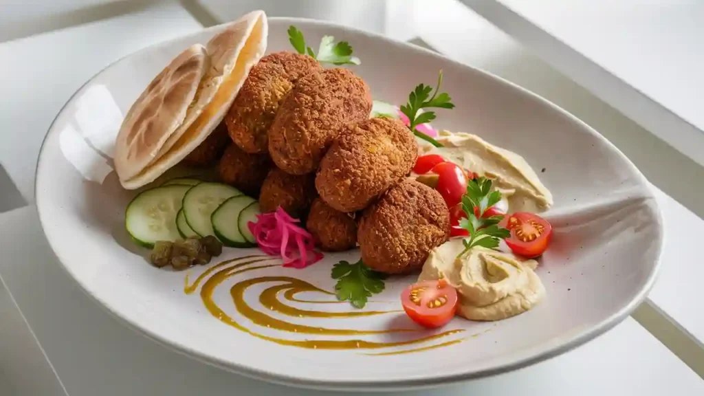 Homemade Falafel Wrap Plate