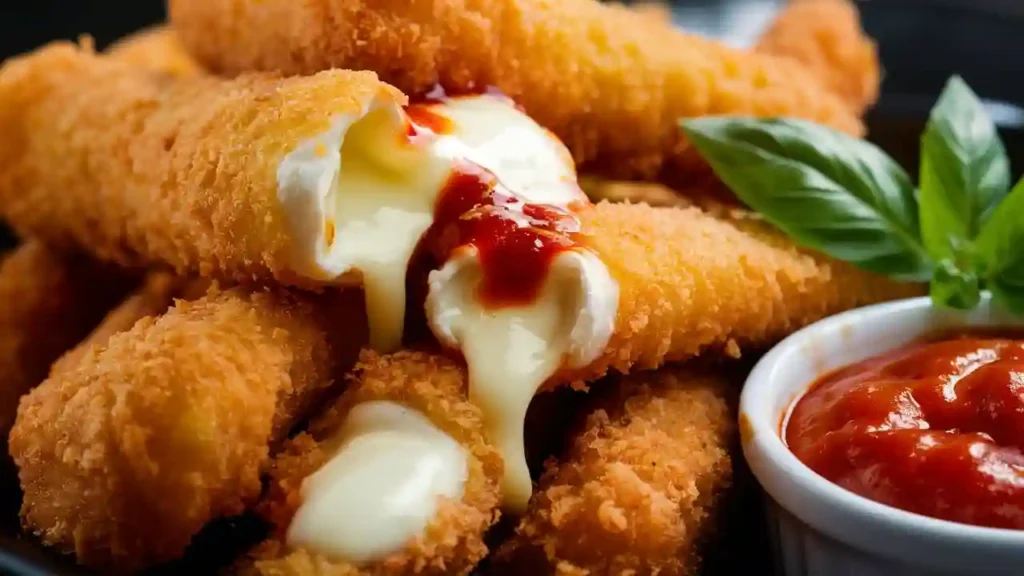 Air Fried Mozzarella Sticks on Serving Platter