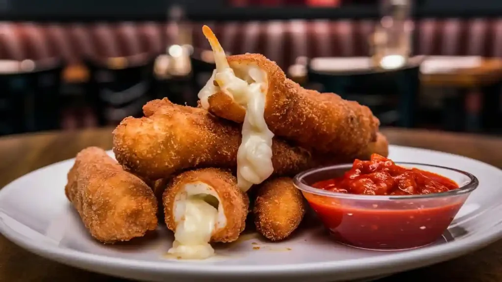 Cheese Pull from Crispy Mozzarella Stick