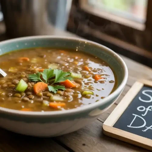 Classic Homemade Lentil Soup in a Bowl
