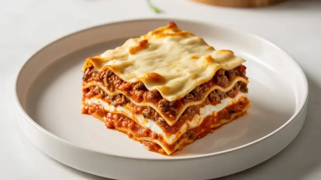 Golden Baked Lasagna with Ricotta and Mozzarella