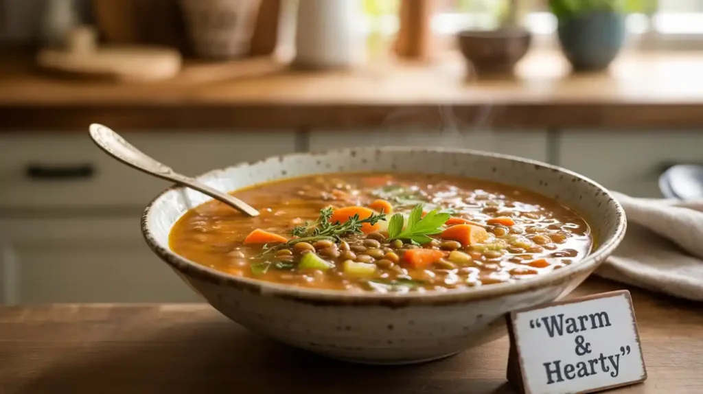 Hearty Vegetable Lentil Soup with Herbs