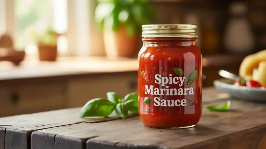 Serving Spicy Marinara Sauce With Basil