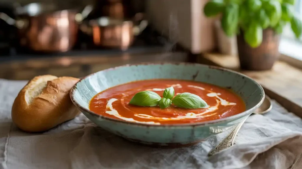 Vegan Tomato Soup with Fresh Basil
