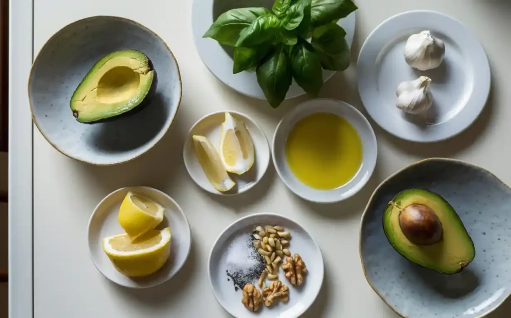 Fresh Ingredients for Avocado Pesto