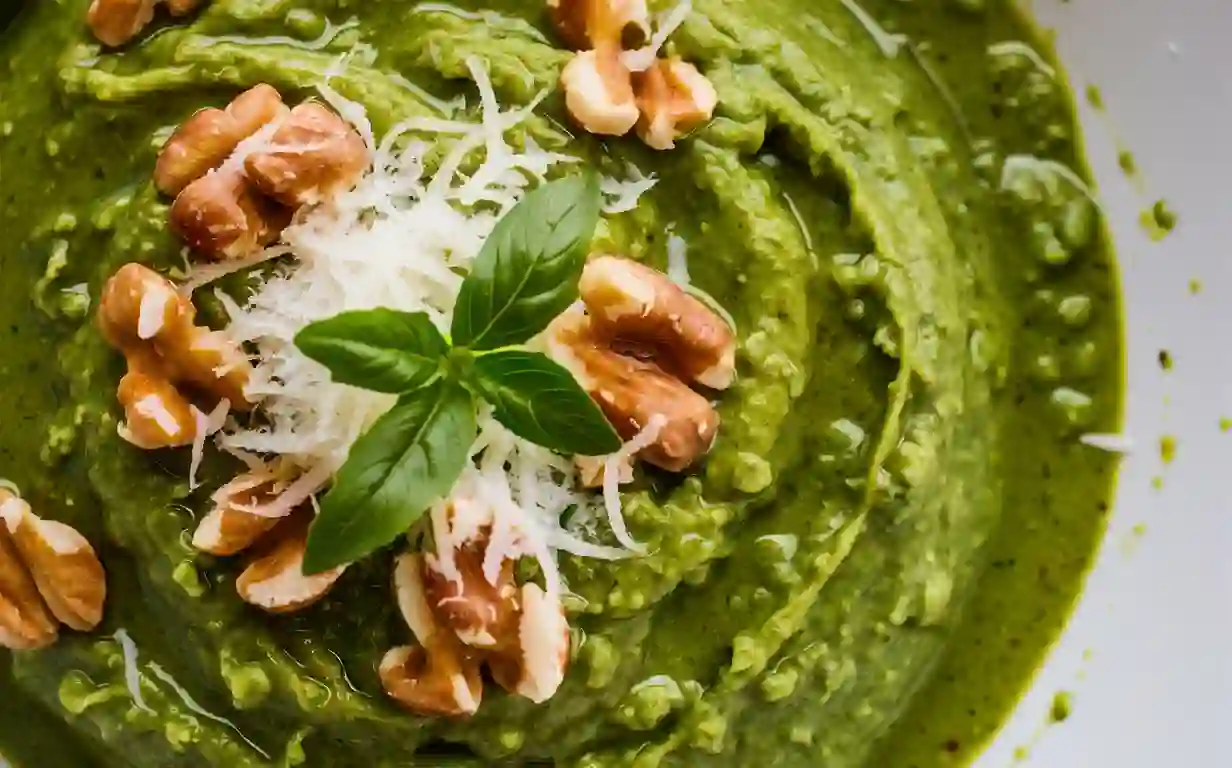 Creamy Avocado Pesto in Glass Bowl
