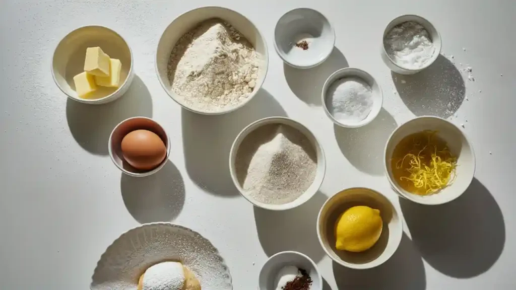 Lemon Crumb Bars Ingredients Flat Lay