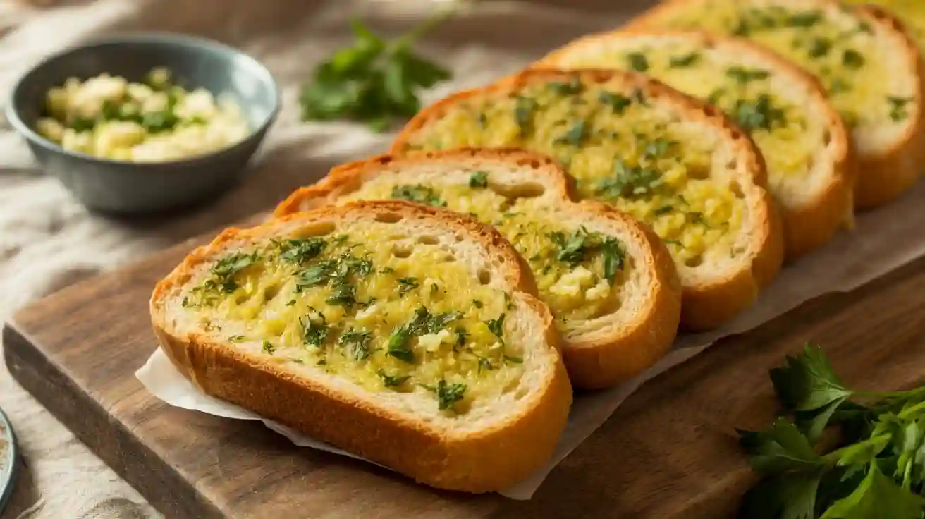 Sliced Vegan Garlic Bread with Fresh Herbs