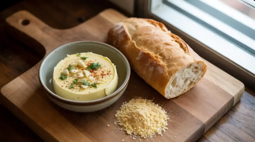 Golden Baked Vegan Garlic Bread Close-Up
