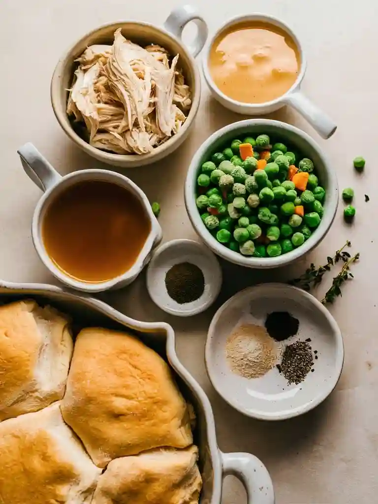 Crock Pot Chicken Pot Pie Ingredients Laid Out