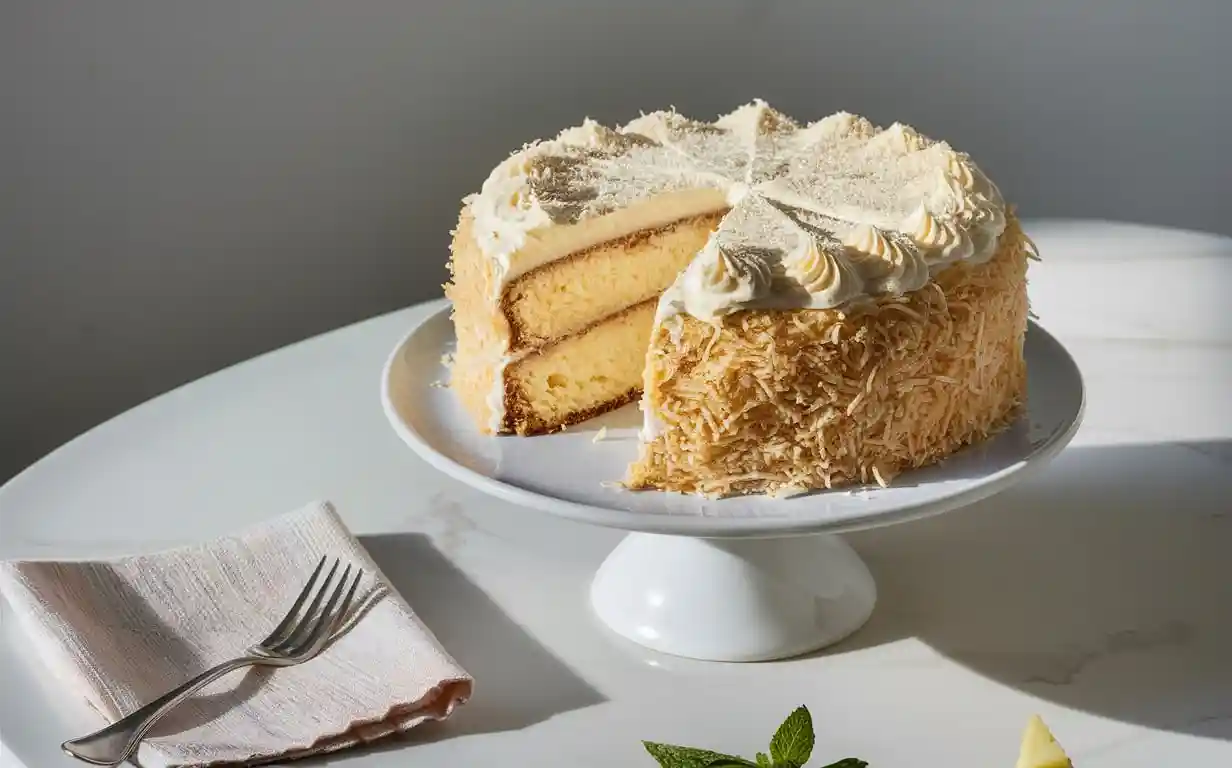 Fluffy Coconut Cake with Creamy Frosting