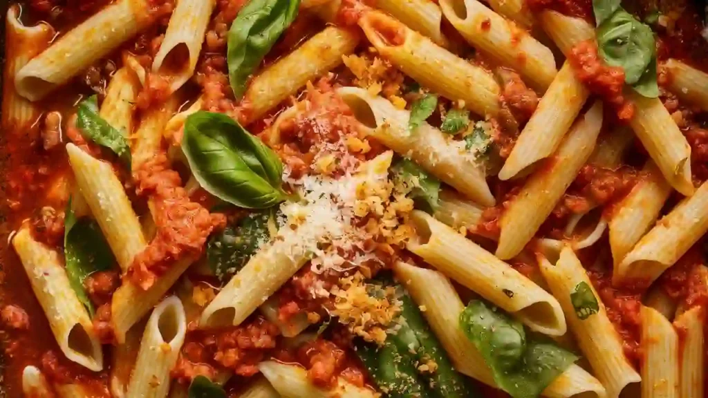 Homemade Penne Pasta Dinner Plate