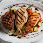 Perfectly Grilled Meat Trio on a Plate
