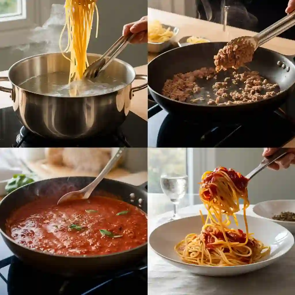 Step-by-Step Spaghetti Cooking Process