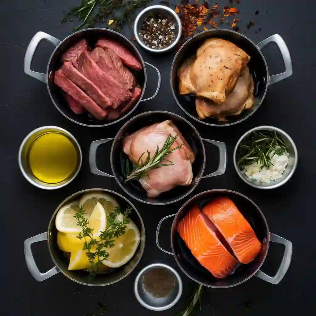 Fresh Ingredients for Grilled Meat Preparation