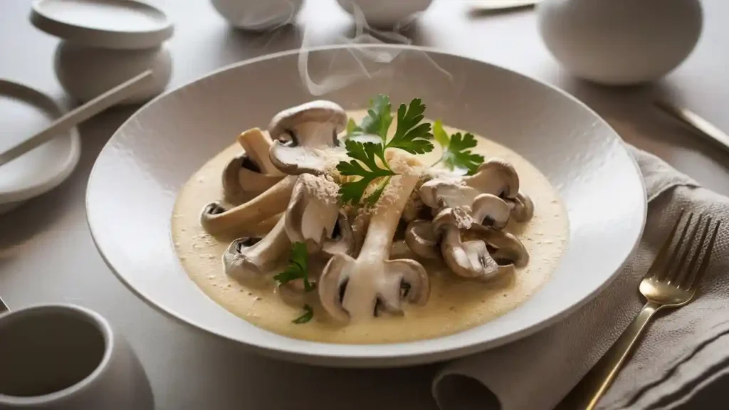 Creamy Mushroom Served with Fresh Herbs