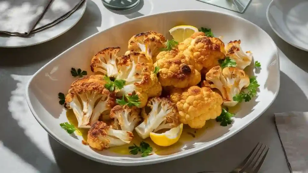Cauliflower Recipe Plated for Serving