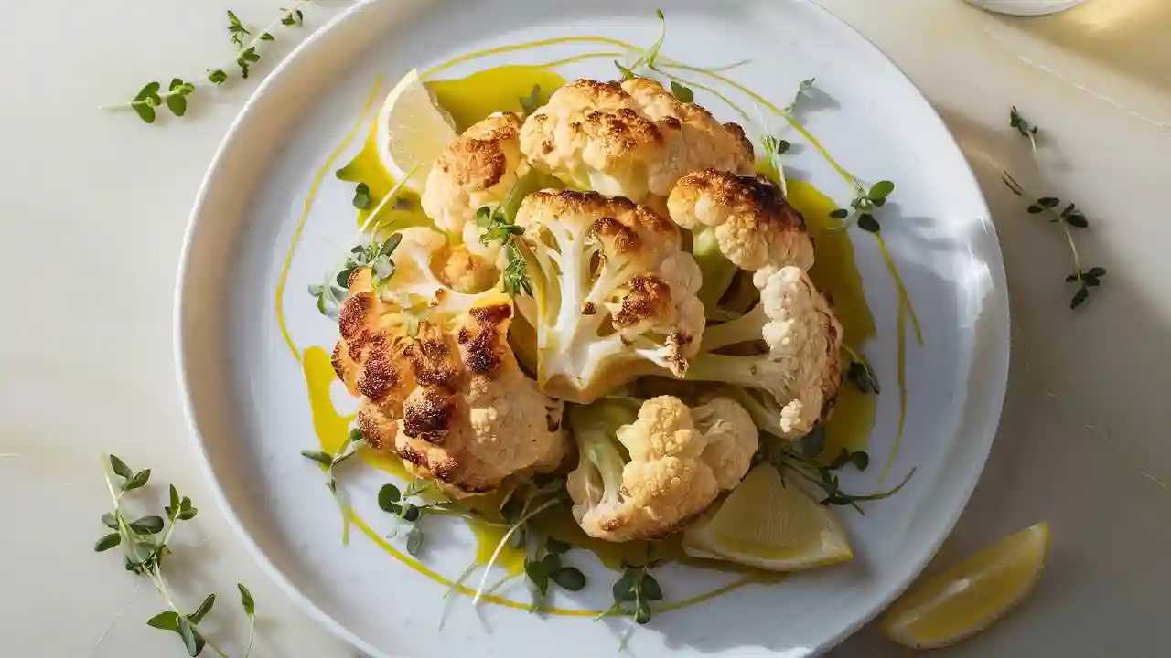 Golden Roasted Cauliflower with Herbs